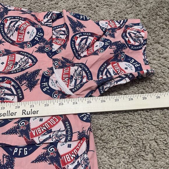 Columbia PFG Shirt Mens XL Salmon Red Vented Trollers Best Fishing Outdoor AOP - Picture 10 of 12